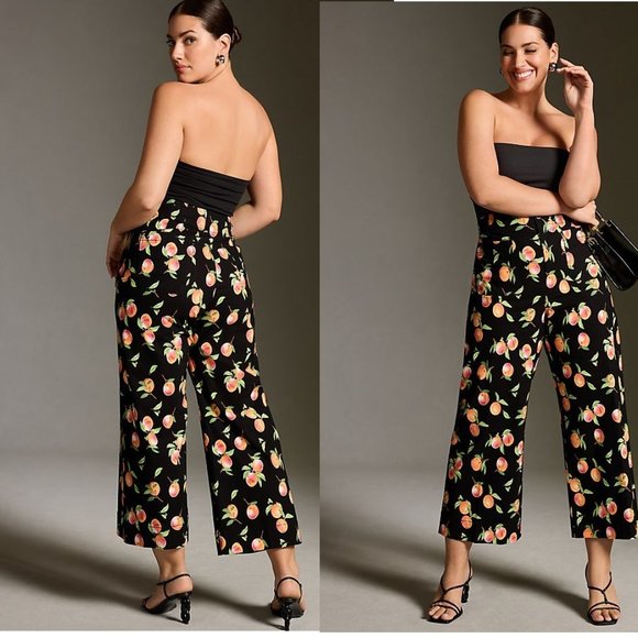 Anthropologie Pants - Anthropologie The Colette Cropped Wide-Leg Pants by Maeve 29p peach black